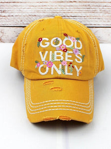 'Good Vibes Only' Cap- multiple colors