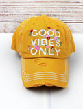 Distressed Yellow 'Good Vibes Only' Cap