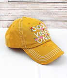 Distressed Yellow 'Good Vibes Only' Cap