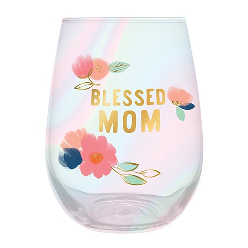 Blessed Mom Stemless Glass