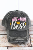 'Wife Mom Boss' Gray Cap